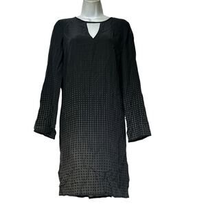 go by go silk black gray geometric circle Diamond Print long sleeve dress XS